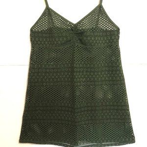 Anne Cole Locker Cover Up Spaghetti Strap Top Olive Green
